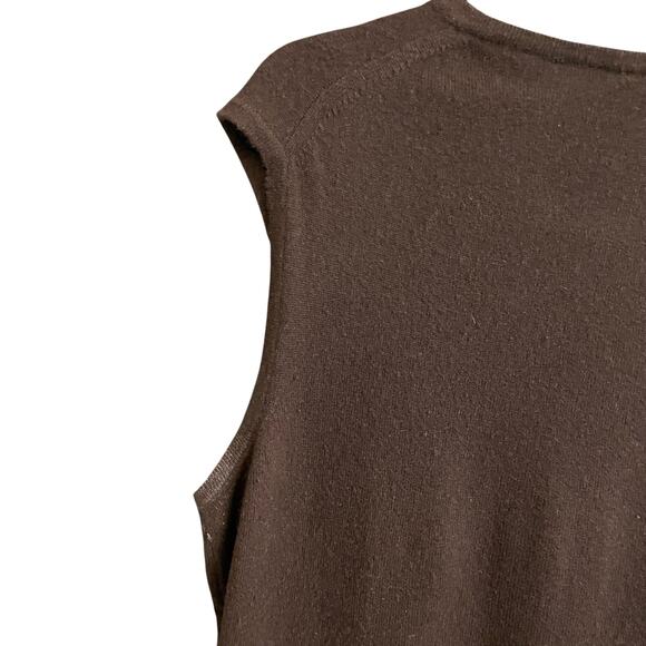 Vintage Chanel Pure Cashmere Dark Brown Rhinestone Logo Tank 48 / US 16 AS IS - Picture 10 of 13